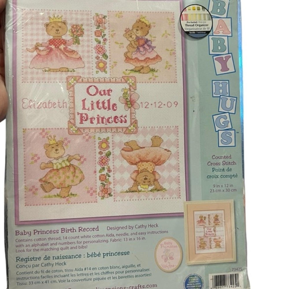 Dimensions Our Little Princess Birth Record Counted Cross Stitch Kit Teddy Bears